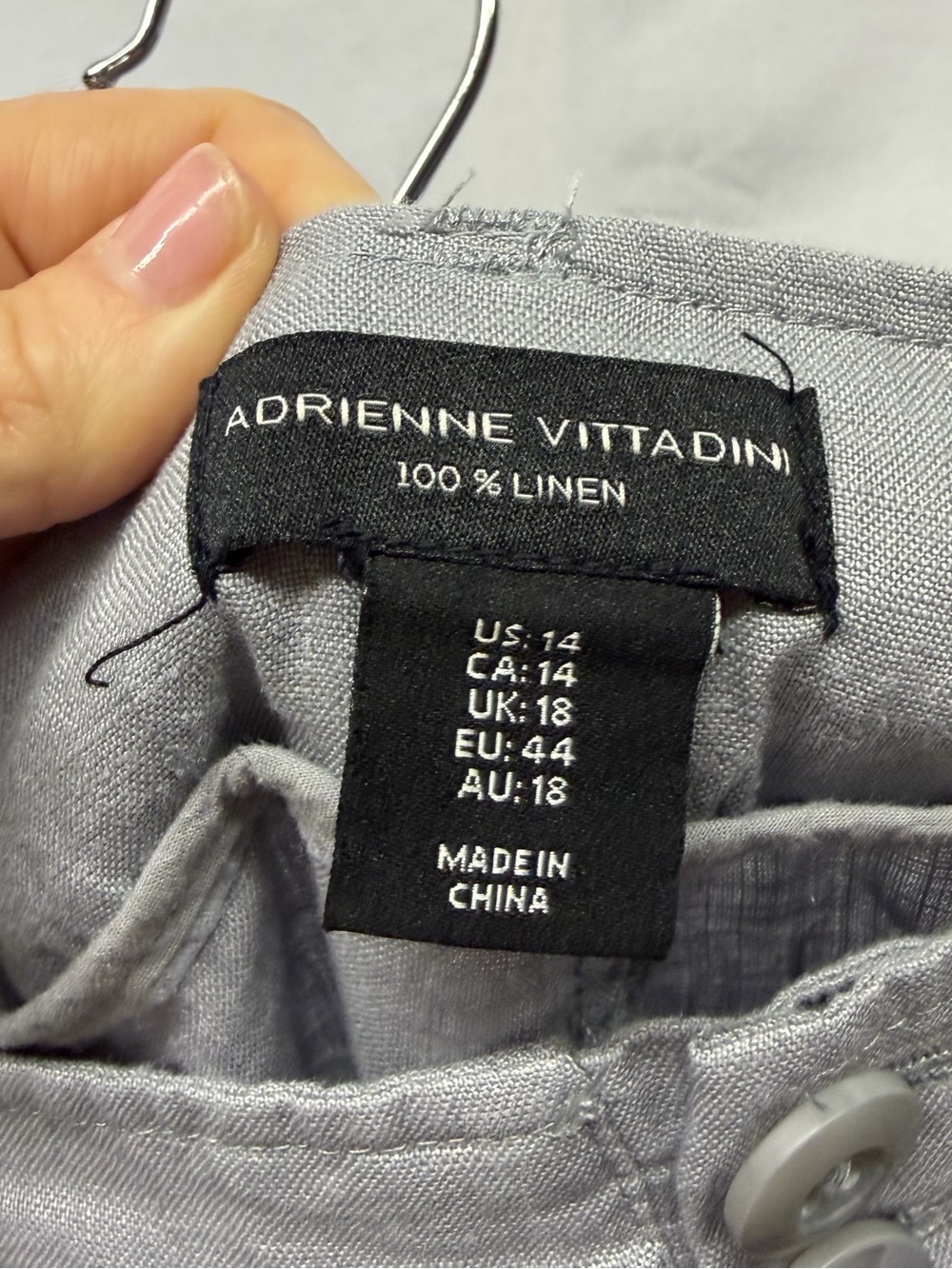 Adrienne Vittadini Light Gray Wide-Leg Linen-Blend Pants‎ size 14 - Picture 4 of 8